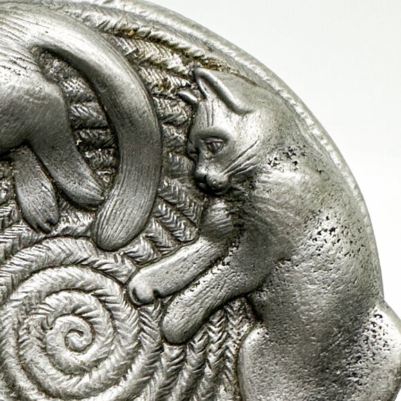 SOLD Vintage EBJ Pewter Cat Trinket Dish Candle Holder RARE - Picture 5 of 8